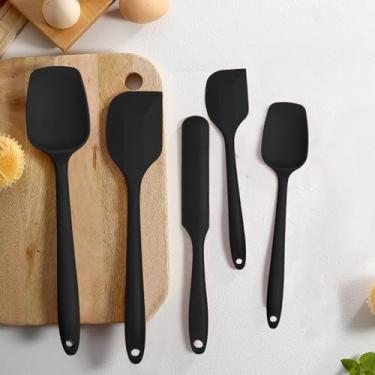 Imagem de Conjunto de 5 peças de silicone com espátula e raspador, utensílios de cozinha resistentes ao calor para cozinhar, ideal para chefs domésticos