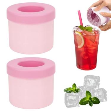 Imagem de Bandeja para cubos de gelo de 1,3 cm – Molde rosa reutilizável de silicone para liberação fácil com tampa, molde para cubos de gelo de tamanho perfeito para bebidas geladas