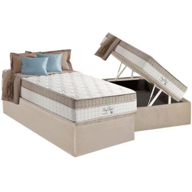 Imagem de Cama Box Baú Solteiro: Colchão Molas Ensacadas D Angelis King Best Clean + Base Crc Suede Clean (88x188)