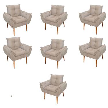 Imagem de Kit 07 Poltronas Decorativas Opala Retro Consultório Cor:bege