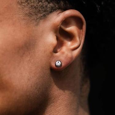 Imagem de Brincos de bolinhas masculinos de aço inoxidável com parafuso nas costas Yin Yang Disc Post Ear Plugs Brincos de calibre falso, joias de 8 mm, standard, Aço inoxidável, Sem pedra preciosa