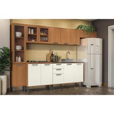 Imagem de Cozinha Completa Linna 7 Peças (3aéreos+2balcões+1paneleiro+1complemento) C7p108 Canela-off White - Kappesberg