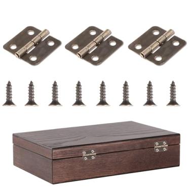 Imagem de Dobradiça dobrável de 18 x 16 mm, 10 peças, dobradiças de bronze antigo, dobradiças de rotação de 180 graus com parafusos, ferramentas em miniatura para artesanato de madeira, caixa de joias de
