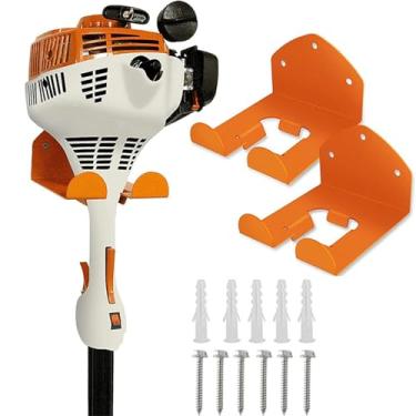 Imagem de Luocute Cabide de Ferramentas Resistentes, 2 Peças de Gancho de Garagem de Aço Inoxidável para Aparador de Grama, Soprador de Folhas, Com Parafusos e Buchas de Parede, Organizador de