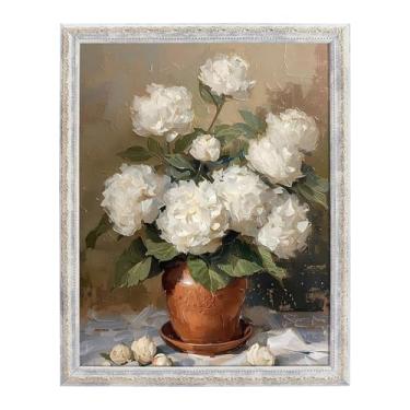 Imagem de TWING Moldura de 28 x 35 cm, tela de 20 x 25 cm com tapete ou 28 x 35 sem tapete, molduras ornamentadas vintage 28 x 35 cm para montagem na parede, branco vintage, 1 pacote com 1