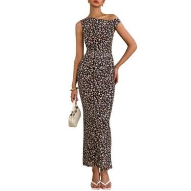 Imagem de Vestido Maxi Bodycon feminino PRETTYGARDEN, floral de ombros largos