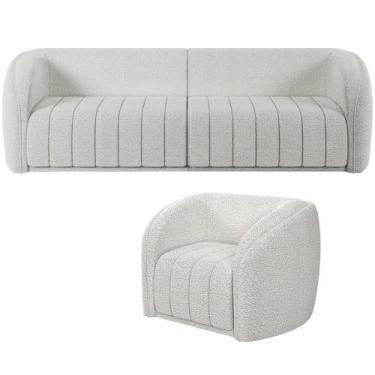 Imagem de Kit Sofá 5 Lugares Para Sala 332cm Com 01 Poltrona Lazio M03 Bouclê Br