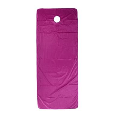Imagem de Lençol de salão de beleza Spa Cobertura de mesa de massagem Lavável à máquina Confortável Design de buraco facial Cor pura Material curto nivelado 80x200cm Tamanho para salões de