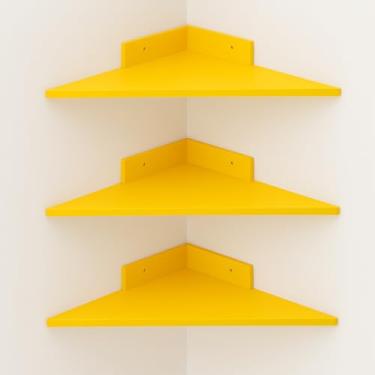 Imagem de Prateleira de Canto, Trio Canto em Mdf Trio Cantoneira 3 Unidades, 35cm X 35cm(Amarelo escuro)