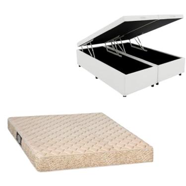 Imagem de Cama Box Baú Bipartida Blindada com Colchão de Espuma Toulon D33 (CORINO BRANCO, Casal Bipartido)