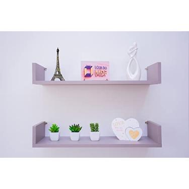 Imagem de Kit 2 Prateleiras U Mdf 60x20 Cinza Nicho Livros Revista