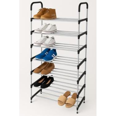 Imagem de Sapateira 7 Andares Aço Inox Prateleiras Resistentes para Closet, Quar