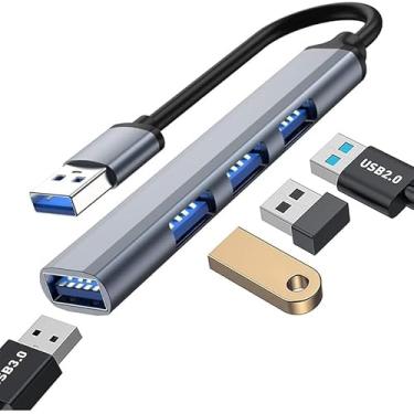 Imagem de Hub USB de 4 portas, adaptador divisor USB-A para mouse, teclado, pen drive, disco rígido externo, impressora e muito mais, expansor USB compacto de várias portas para laptop, desktop e console de