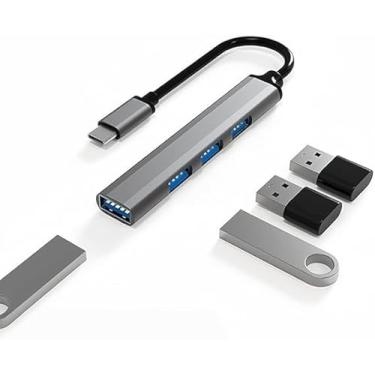 Imagem de Hub USB de 4 portas, adaptador divisor USB-A para mouse, teclado, pen drive, disco rígido externo, impressora e muito mais, expansor USB compacto de várias portas para laptop, desktop e console de