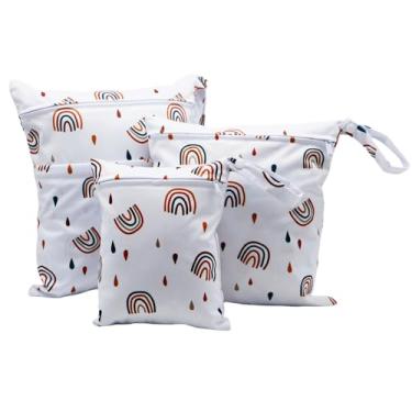 Imagem de Asenappy 3 bolsas de tecido impermeáveis e secas, reutilizáveis, com dois bolsos com zíper, viagem, praia, piscina, creche, itens sujos para bebês, ioga, academia, roupas de banho ou roupas molhadas