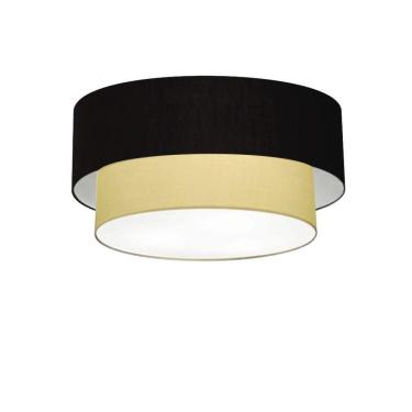 Imagem de Plafon Duplo Cilíndrico Vivare Md-3062 Cúpula Em Tecido 45x40cm - Bivolt Preto-bege 127/220v