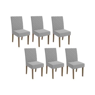 Imagem de Cadeira Sala De Jantar 2cad133ng Kit 6 Un Nogueira-linho Cinza A056 - Kappesberg