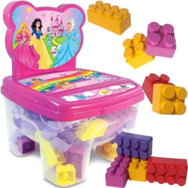 Imagem de Brinquedo Infantil Cadeira Educativa Blocos 60 peças - GGB Brinquedos,