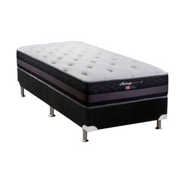 Imagem de Cama Box Solteiro: Colchão Molas Herval Maxspring Málaga + Base Crc Suede Black(88X188)