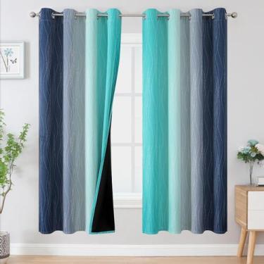 Imagem de Cortina Estelar Textiler 132x183 cm Azul marinho Teal Blackout