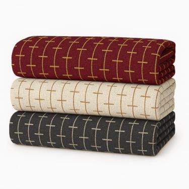 Imagem de Manta Sofa Kit 3 Mantas Cama Sofá Poltrona Algodão Gigante 2,80x1,80m Tipo Capa Protetora Decoração Macio e AgradáVel Ao Toque(CHUMBO - BEGE - BORDÔ)