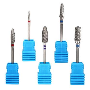 Imagem de barenx Conjunto de cabeças de polimento de carboneto elétrico para remoção de géis de manicure anticorrosão para lixas de unhas 2,35 mm - 5 pontas prateadas