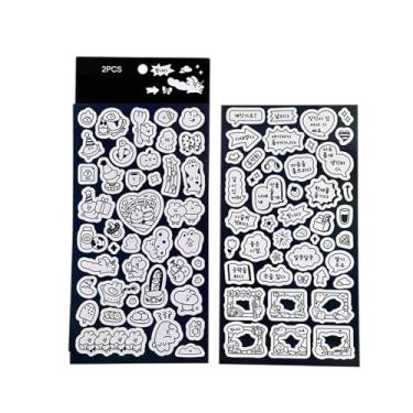 Imagem de Adesivo decorativo desenho animado coelho fofo scrapbook adesivo arte papel adesivo à prova d'água durável multifuncional para manual caderno calendário envelope celular 2 folhas