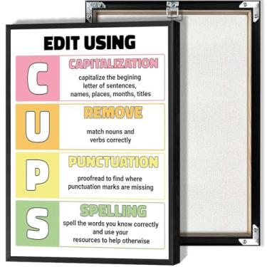 Imagem de Editar Usando Impressões Copos e Armas Estratégia de Escrita Cartazes em Tela em Língua Inglesa Arte de Parede para Sala de Aula Quarto ou Sala de Estar Decoração de Parede 30 x 40 cm Sem Moldura