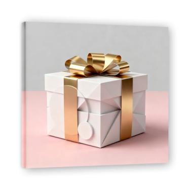 Imagem de NHLDZYH Moldura interna. Pintura em tela de Natal escandinavo Geometria minimalista Ouro escovado em rosa empoeirado Moderno Imagem de parede festiva. A37. 60 x 60 cm - 23,6 x 23,6 polegadas