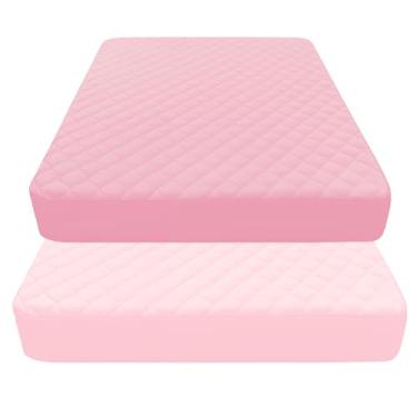 Imagem de Littogoose Protetor de colchão acolchoado para berço (pacote com 2), capa impermeável para colchão infantil, serve para colchão de berço padrão 132 x 71 cm