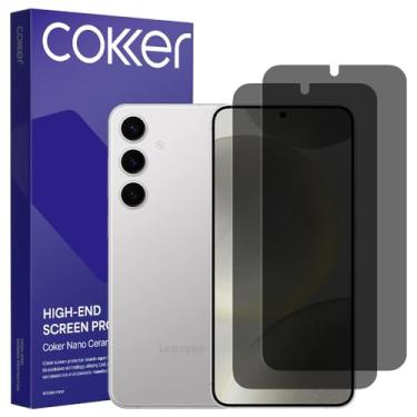Imagem de COKER Pacote com 2 protetores de tela de privacidade para Galaxy S24 Plus, antiespião, dureza 9H, à prova de estilhaçamento, antiarranhões, impressões digitais, sensível ao toque, filme PET, filtro de