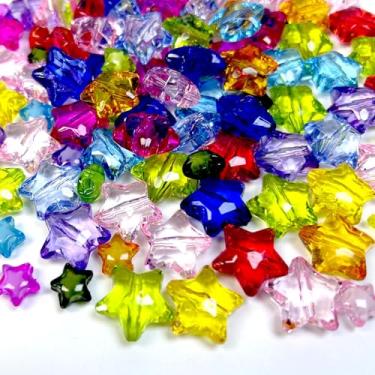 Imagem de 270 contas de pônei estrela, contas de acrílico de 12 mm e 20 mm para fabricação de pulseiras, cores mistas em forma de estrela, kawaii, grande, espaçador solto para chaveiro de neclace, artesanato