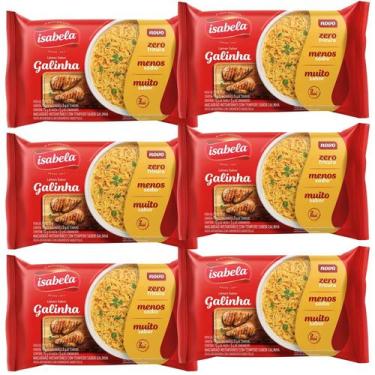 Imagem de Kit 6 Macarrão Isabela Instântaneo Lámen De Galinha 75g - Zero Fritura