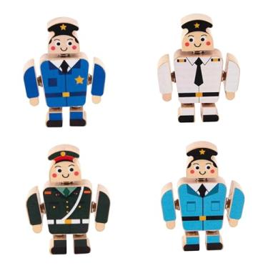 Imagem de menolana Conjunto de 4 Blocos de Encaixe de Madeira, Brinquedo Educativo para Desenvolver a Coordenação Fina com Miniaturas de Pessoas para Meninos e, Style C