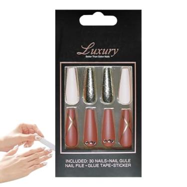 Imagem de Prensa Francesa em Unhas Longas,Pressão em Unhas Caixão Longo - Unhas postiças de balé extra longas para mulheres com gel de cola | Unhas falsas de bailarina de balé duradouras reutilizáveis ​​para mu