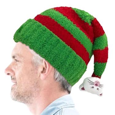 Imagem de Chapéu de malha de Natal, Chapéu de malha de Natal | Chapéu de inverno de Natal - Chapéu de Papai Noel tricotado de Natal para adultos, gorro de inverno para mulheres e homens