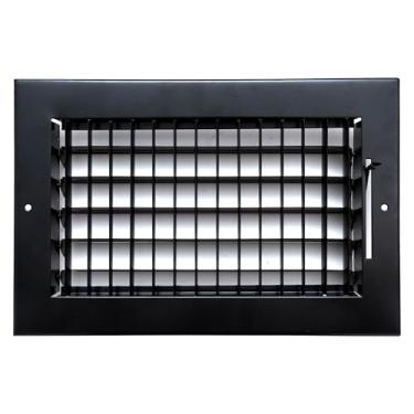 Imagem de Serve para grade de suprimento de ar ajustável de aço de abertura de duto 6x6 da Handua | Registre grade de cobertura de ventilação para parede lateral e teto | Preto | Dimensões externas: 19,7 cm x