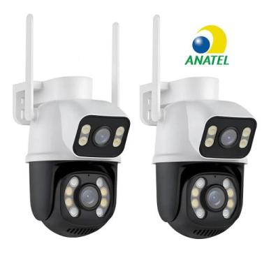 Imagem de Kit 2 Câmera Externa Ip Wifi Segurança 4k 8mp Ptz Dupla Lente 360 Rota