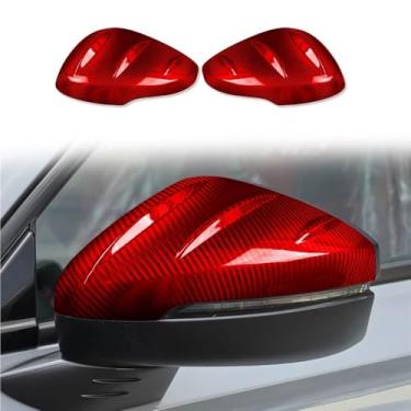 Imagem de Conjunto de 2 capas de espelho retrovisor externo em fibra de carbono real, esquerda e direita, rebatíveis eletricamente, compatíveis com Honda FL5 Type-R 11ª geração (modelos 2022-2025)(Red)