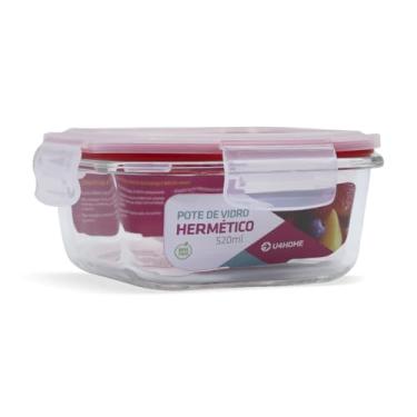 Imagem de Pote Vidro Hermético Marmita Mantimento Tampa Plástico 520ml