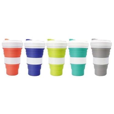 Imagem de Copo Retrátil de Silicone, 550ml, Dobrável em 3 Níveis, Material Grau Alimentar, Livre de BPA, com Tampa de Vedação, Cinza