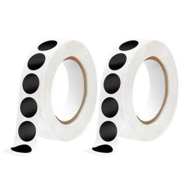 Imagem de 2 adesivos redondos pretos brancos de 13 mm para escritório, sala de aula, loja, casa, marcação