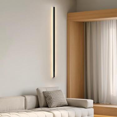 Imagem de Lâmpadas de Parede LED Interior Moderno Minimalista Design Longo Alumínio Arandela Corredor Lâmpada para cima e para Baixo Iluminação de Parede Quarto Sala Escada Restaurante (Luz Quente Preta, 60 cm)