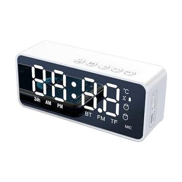 Imagem de Despertador Digital com Alto-Falante BT Display LED Espelho Dois Despertadores Suporta Cartão TF para Quarto Sem Fio Multifuncional Som Claro Longa Duração de Trabalho Design Estiloso