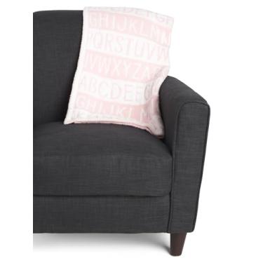 Imagem de cupcakes and cashmere Cobertor de bebê jacquard, padrão do alfabeto ABC rosa e branco, 76 cm x 101 cm