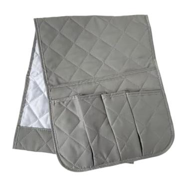 Imagem de WeiLaiKeQi Organizador de apoio de braço para sofá e poltrona, suporte para controle remoto de TV, bolsa organizadora suspensa, bolsa que economiza espaço, Cinza