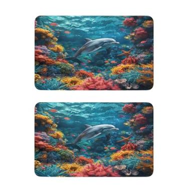 Imagem de Blueangle Conjunto de 2 ímãs de geladeira coloridos recifes de coral - Ímãs decorativos engraçados de geladeira de cozinha - Seguro para lava-louças e decoração magnética durável (364)