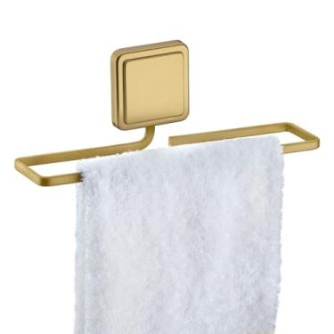 Imagem de Porta Toalha De Rosto Mãos Banho 25cm Toalheiro Com Fixação Adesiva Para Parede Banheiro Lavabo Lavanderia Pia Em Aço Carbono Organizador Decorativo (Dourado)