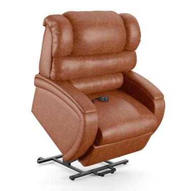 Imagem de Poltrona Do Papai Reclinável Napoli Elevação Lift Elétrico Pu Caramelo Brilho Fh1
