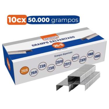 Imagem de Kit 10 Caixas de Grampo 26/6 C/ 5000 Un Grampeador Escritório BRW